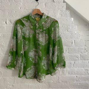 Floral Silk Blouse - size 8